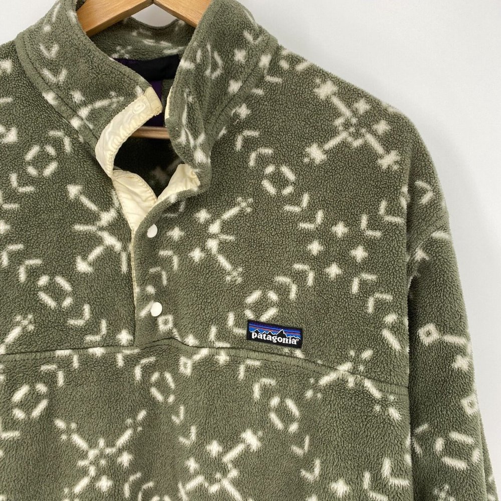 Patagonia Vintage 1994 Snow Chaparral Green Aztec Snap T Fleece Jacket Size L - Picture 3 of 6